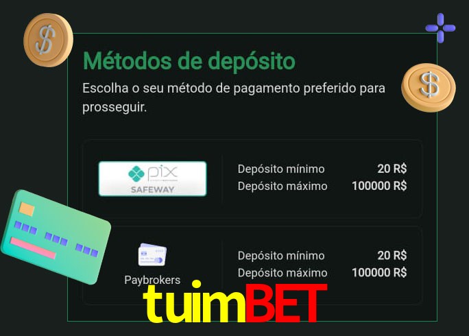 O cassino tuimbet oferece uma grande variedade de métodos de pagamento